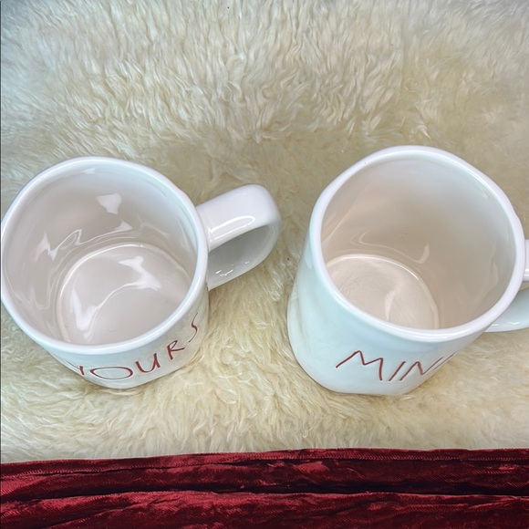 Rae Dunn White Ceramic Mugs Yours and Mine Set - Picture 2 of 4